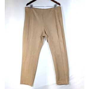 NEW Tahari Womens Brown Tan High-Waisted Straight-Leg Faux Leather SuedePants XL